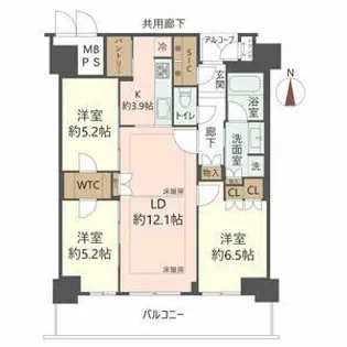 ジオタワー高槻ミューズフロント【2706号室】の間取り