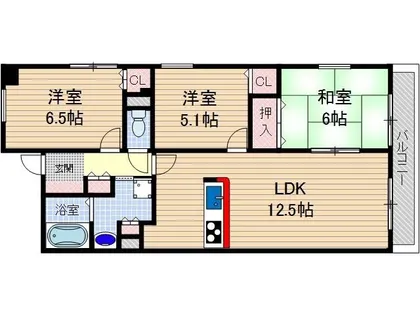 UURコート茨木東中条【206号室】の間取り
