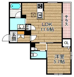 ティーエヌ伍番館【101号室】の間取り