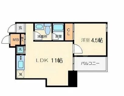 アーバンフラッツ湊町【7階】の間取り