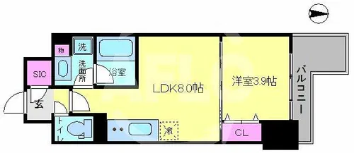 クロスレジデンス阿波座【15階】の間取り