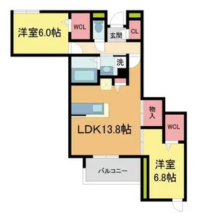 NIGAWA RESIDENCE Ⅱ【303号室】の間取り