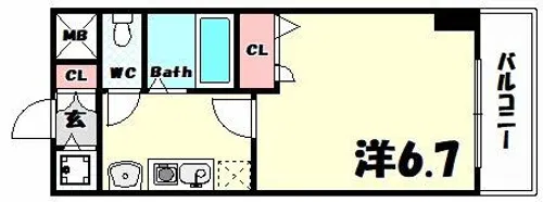 スワンズ神戸三宮イースト【6階】の間取り