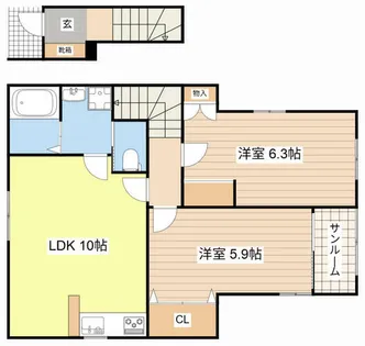クレスト正法寺26【102号室】の間取り