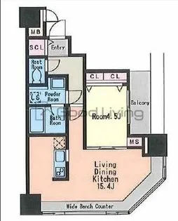 KDX Residence大濠ハーバービュータワー【7階】の間取り