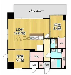 アクシオン薬院プレミアム【12階】の間取り