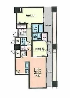 KDXレジデンス大濠ハーバービュータワー【9階】の間取り