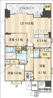 サンメゾン大濠公園北【4階】の間取り