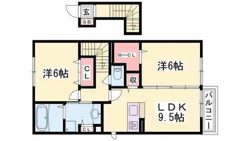 サンフルール【2階】の間取り