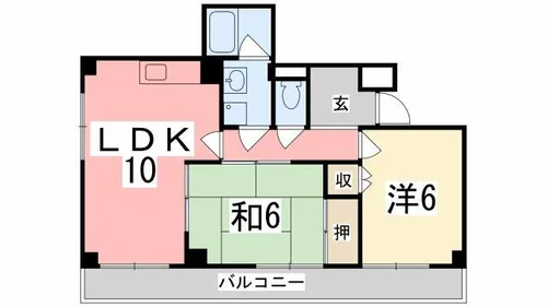 手柄コーポ2号館【13-D号室】の間取り