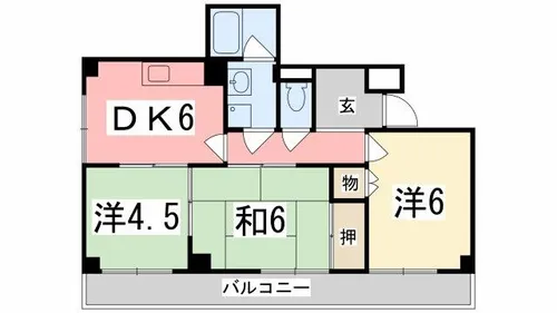 手柄コーポ2号館【4-C号室】の間取り