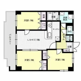 ヒルクレストアンビエンテ大橋【1001号室】の間取り