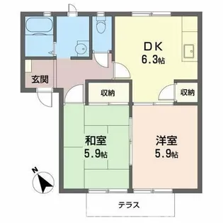 多可町中区(プリムローズA)【102号室】の間取り