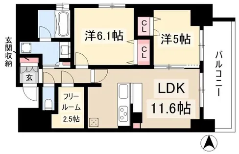 プレサンスロジェ丸の内【0702号室】の間取り