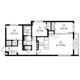 グレン山鼻【3階】の間取り