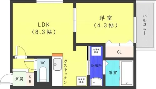 サンライズ琴似3・4【4階】の間取り