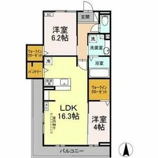 アスティオン いわき【203号室】の間取り