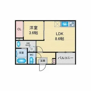 ハーモニーテラス名楽町Ⅱ【2階】の間取り