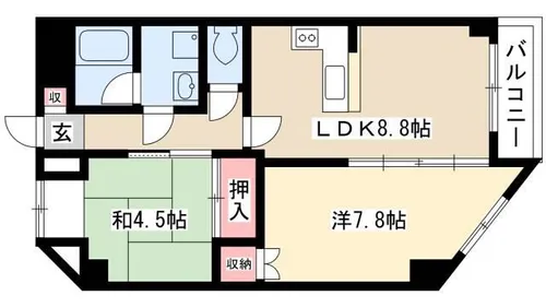 ブルーウェーブマンション【8階】の間取り