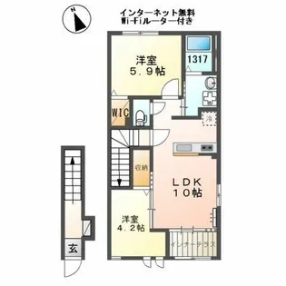 セイクレストB【205号室】の間取り
