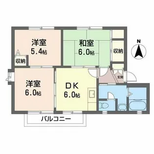 オークタウン書写B棟【202号室】の間取り
