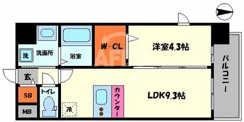 Quintet NAMBA【14階】の間取り