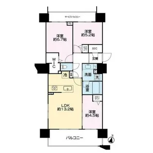 レーベン北18条THE BLCIEL【10階】の間取り