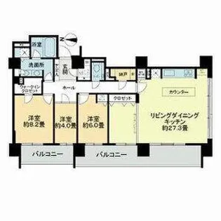 リビオ中島公園アルファタワー【9階】の間取り