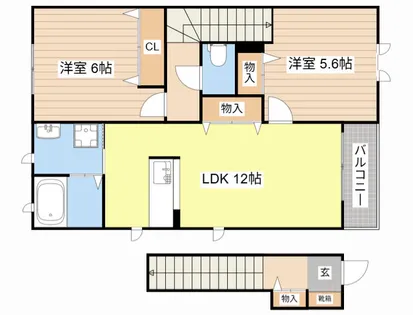 シャトーサイド【0201号室】の間取り