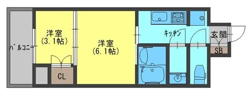 ウエリスアーバン守口【4階】の間取り