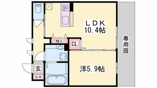 エルポルト 悠 B棟【102号室】の間取り