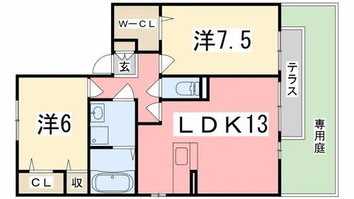 ティーダ御立 B棟【1階】の間取り
