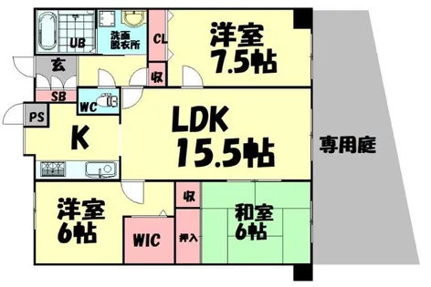 アクアコート貝塚【1階】の間取り