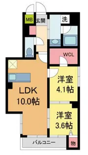KSMレジデンス西宮【4階】の間取り