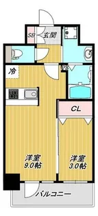 プレサンス神戸水木通ルミエス【9階】の間取り