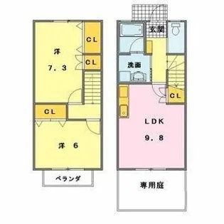 ジュエル浄水【A号室】の間取り