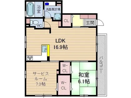 シャトーUMAKAWA【1階】の間取り