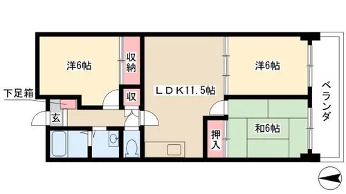 マリオン大曽根【505号室】の間取り