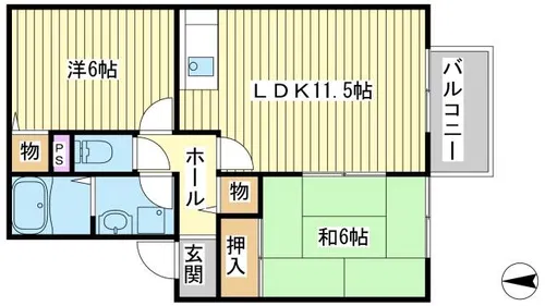 サンアクティー【A201号室】の間取り