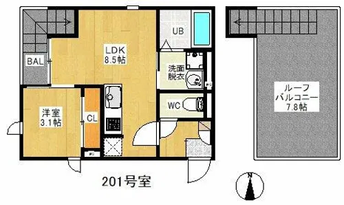 GRANDTIC RISE 香椎【1階】の間取り