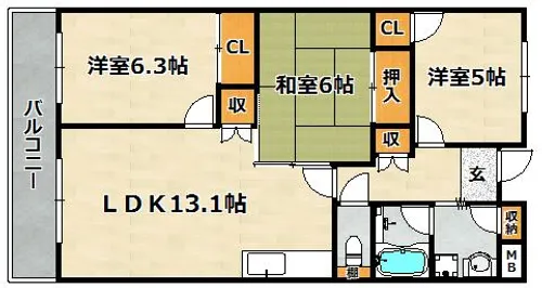 サイコート鈴蘭台【2階】の間取り