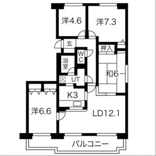 リラハイツ美園【3階】の間取り