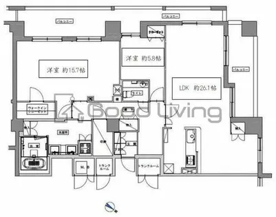 天神プレイス WEST棟【17階】の間取り