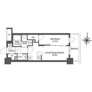 バウスステージ大濠【7階】の間取り