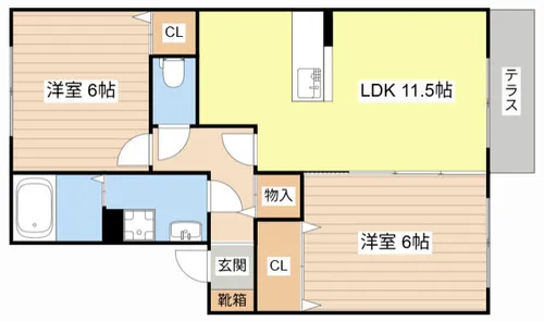 ヴァンベール【105号室】の間取り