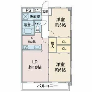 レージュ桔梗平【3階】の間取り