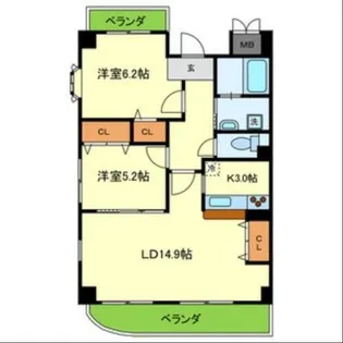 サンパティーク樟葉【2階】の間取り