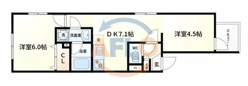 パークサイド鷺洲【2階】の間取り