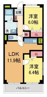 グリーンコート西田【3階】の間取り