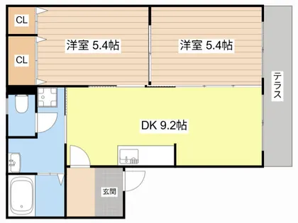 レジョナーレ大津京【102号室】の間取り